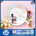 sweet happiness couple wedding design round porselen plates and dishes